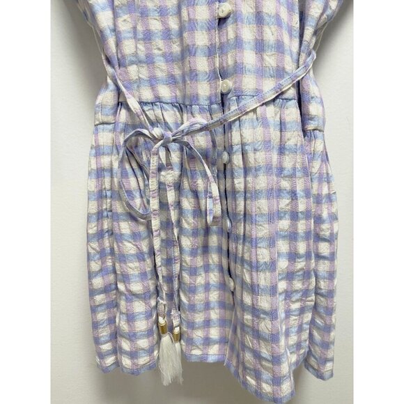 L*Space Vida Mini Dress Size XS Purple Park Slope Gingham Button-Up Swim Coverup - Picture 12 of 16